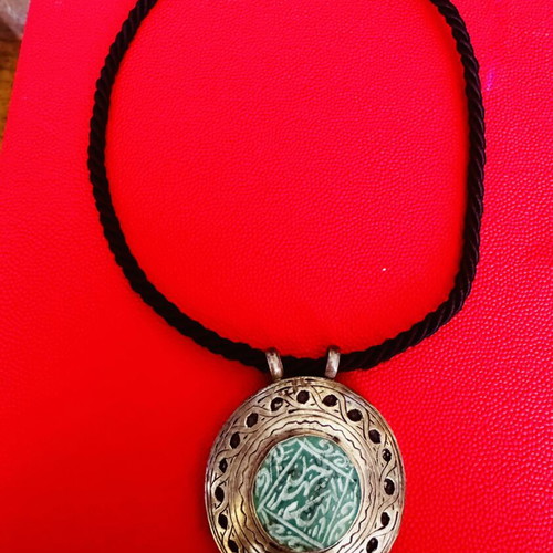 Vintage handmade silver 925 necklace with turquoise pendant used