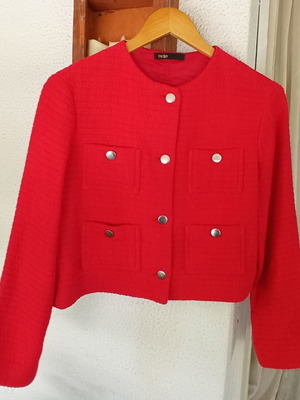 MAJE ζακέτα σακάκι tweed bouclé  jacket κοραλί - size FR38 or Medium