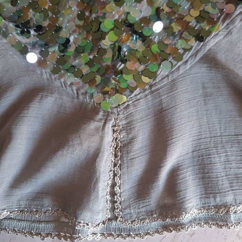 Sequin top with open back, new, green, size S