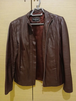 Tassos Mitropoulos vintage women's leather jacket, brown dark chocolate