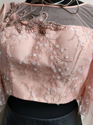 Handmade blouse new with embroidery, set with maxi silk skirt