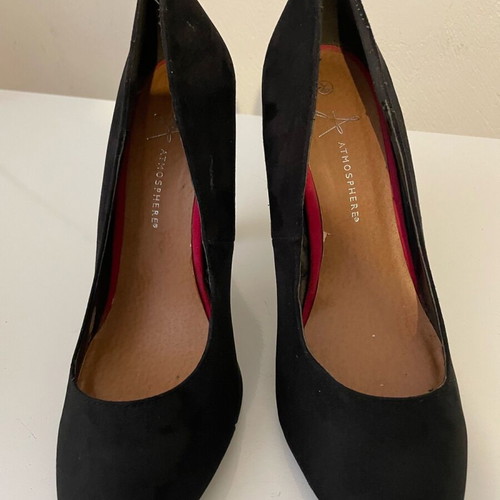 Atmosphere black faux suede court shoes like new, size 41