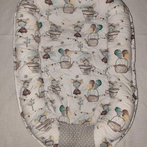 Baby nest gray with mouse pattern used