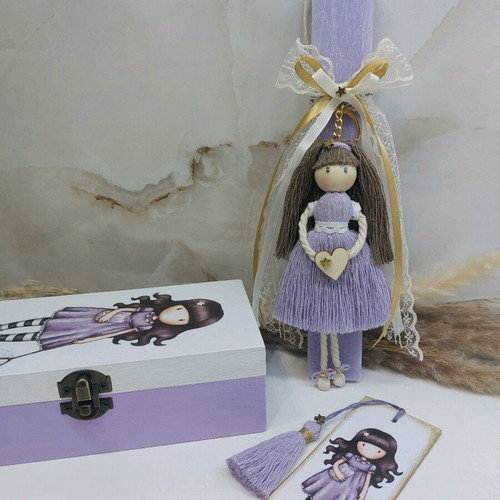 Handmade Easter set with candle, jewelry box and bookmark
