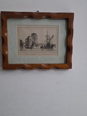 Γκραβούρα Euripe Negrepont 1835 σε ξύλινη κορνίζα σαν καινούργιο