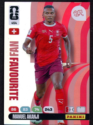 2026 Panini World Cup Adrenalyn XL #454 Akanji Fan Favorite like new