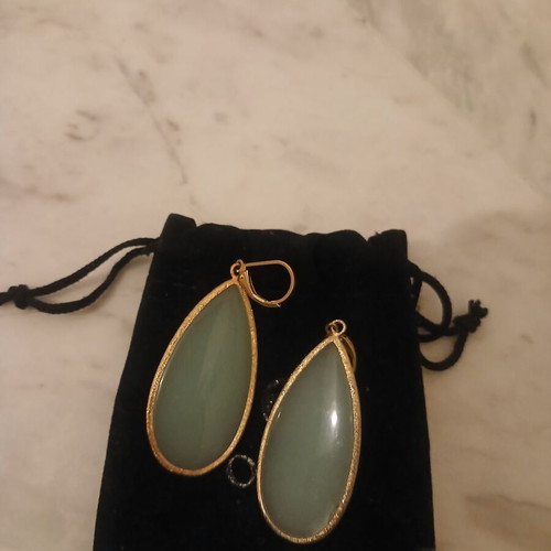 Oxette silver 925 earrings gold plated with turquoise crystal like new