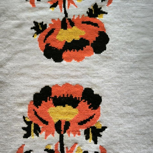 Handmade embroidery set with table runner and two canvas napkins
