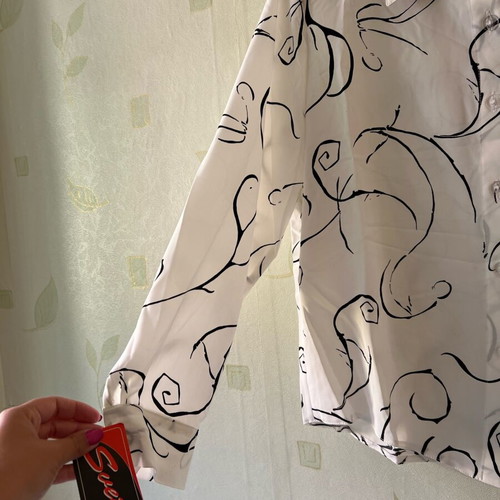 A-Style White Shirt with Black Swirls New