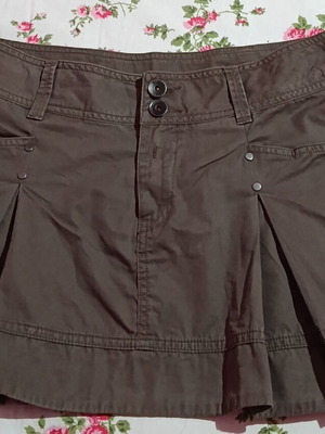 United Colors of Benetton vintage μίνι φούστα, cargo στυλ, χακί-καφέ