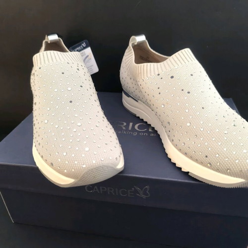 Caprice women's anatomical sneakers with rhinestones new size 37 gray silver