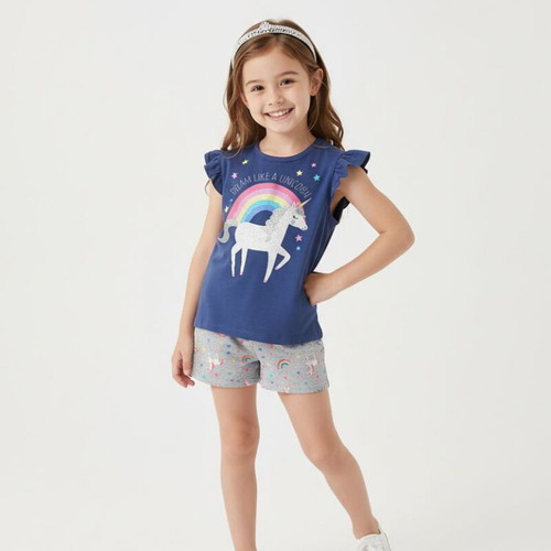 Unicorn pajamas 8-9 years like new, blue and gray