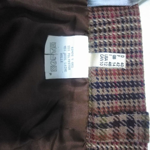 Wool zip culotte skirt like new, checkered, beige and brown