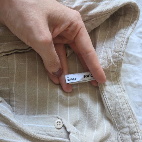 House oversized striped shirt size S linen blend beige used