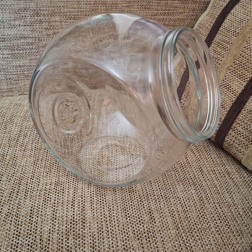 Large glass jar like new without lid, ideal for candies