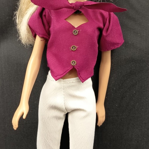 Fashion doll clothes set with pants, blouse and shoes