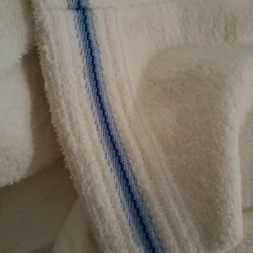 Alkion Large Bathrobe new cotton white with blue details