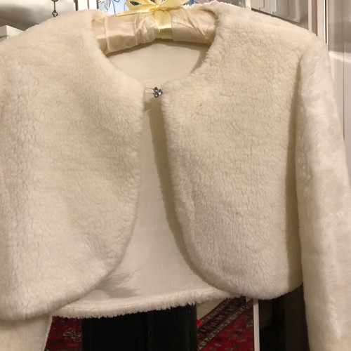 White dress with furry jacket for baby girl like new