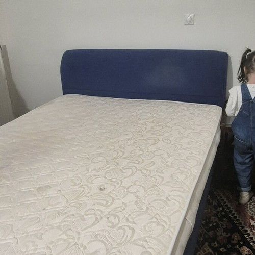 Fabric double bed used, blue, for 150x200 mattress