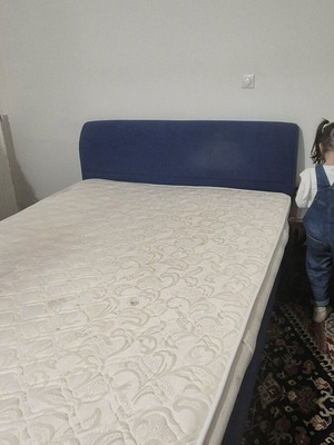 Fabric double bed used, blue, for 150x200 mattress