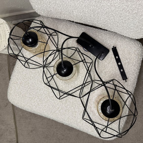 Modern ceiling light with 3 glass shades like new