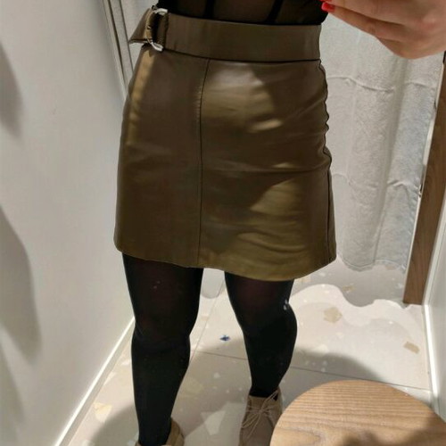 Zara eco leather green skirt, size M