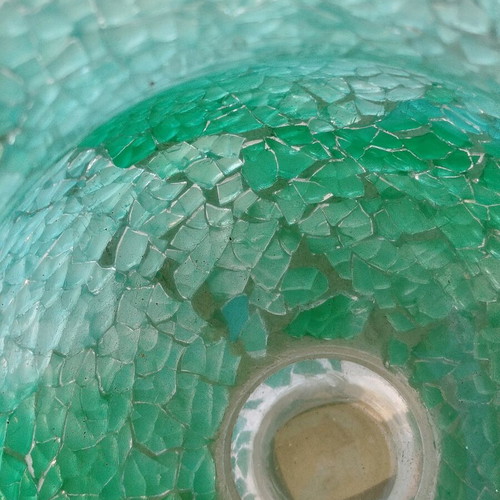 Glass mosaic candle holder new in green and light blue
