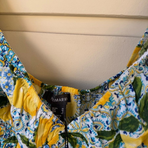 Positano print top new with tag, Primark, blue and yellow