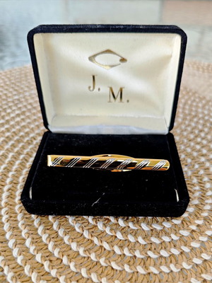 Vintage J.M. tie clip, two-tone silver and gold