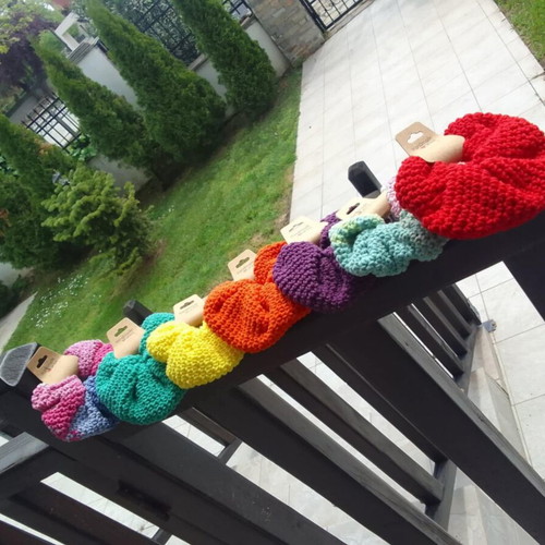 Handmade knitted scrunchies in various colors, new