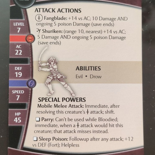 Drow Adventurer StatCard Dungeons & Dragons Demonweb #11/60