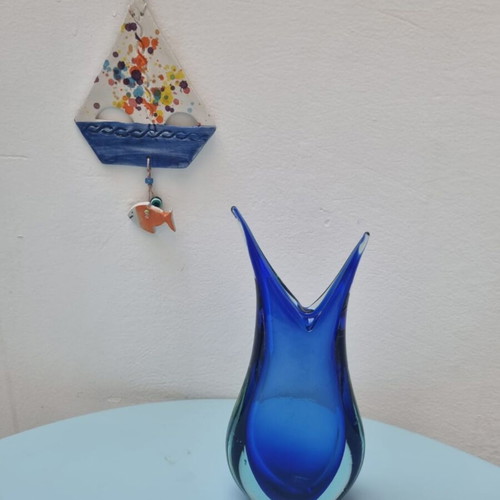 Βάζο Fifi Blue από γυαλί Murano σαν καινούργιο, ύψος 19εκ
