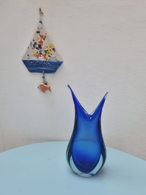 Βάζο Fifi Blue από γυαλί Murano σαν καινούργιο, ύψος 19εκ