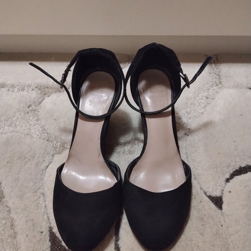 Black Wedge Platforms with Ankle Strap used, size 37