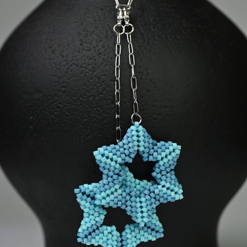 Necklace Two Stars in Blue made to order