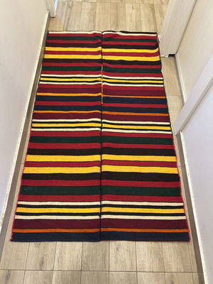 Traditional Woven Folk Carpet Runner with Stripes, Like New, 87x150 cm