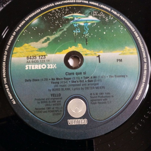 Yello Claro Que Si LP album used, electronic