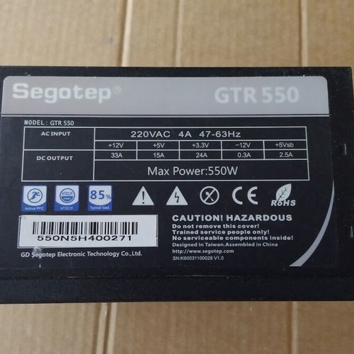 Segotep GTR550 550W power supply like new, 120mm fan