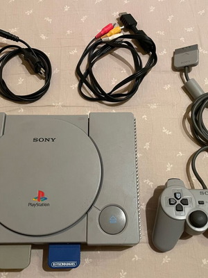 Sony PlayStation PS1 κονσόλα μεταχειρισμένη με 2 κάρτες μνήμης και χειριστήριο DualShock