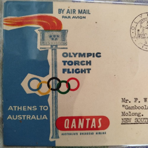 1956 Olympic Torch Flight Envelope like new, authentic