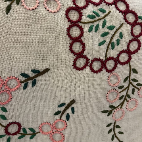 Handmade tablecloth 74×74 cm like new, embroidered floral design
