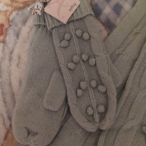 Accessorize scarf and gloves set new, turquoise, kids 6-8 years