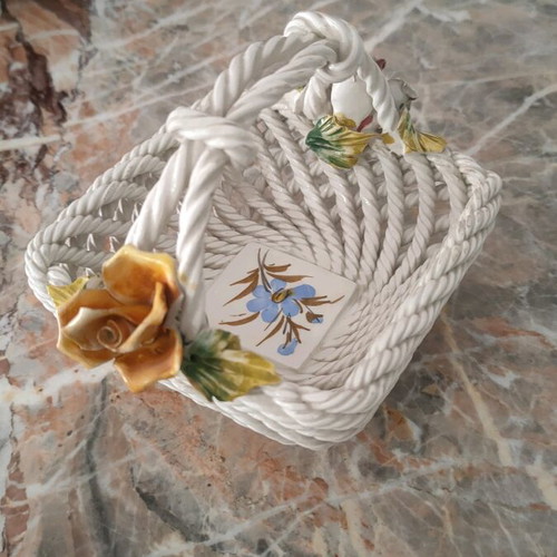 Italian handmade ceramic Basano basket like new