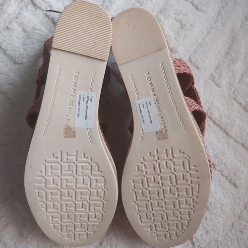 Tommy Hilfiger Raffia Wedge Nude Women's High Heeled Sandals Size 41 New