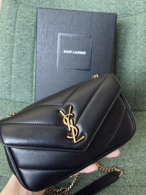 Saint Laurent Μίνι Puffer Τσάντα Νέα Μαύρο Δέρμα