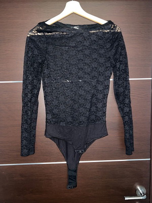 Lace bodysuit blouse used, black, size small
