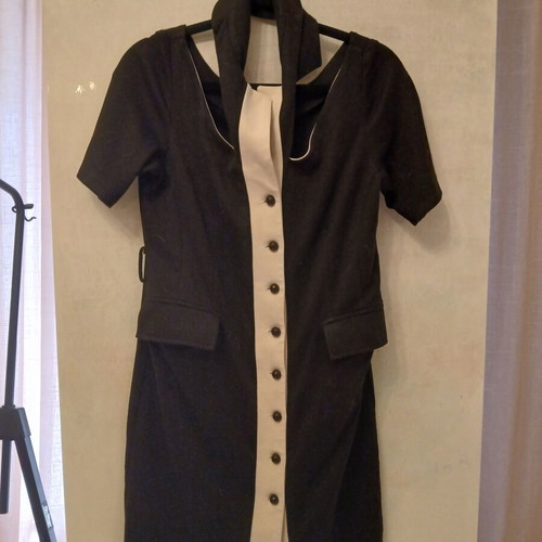 Black midi blazer dress with white details, like new
