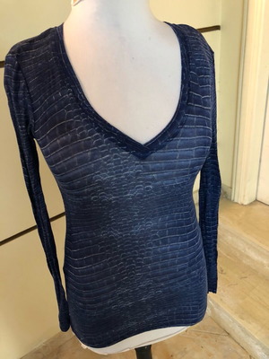 BCBG Maxazria women's blouse used, blue, elastic, size XS