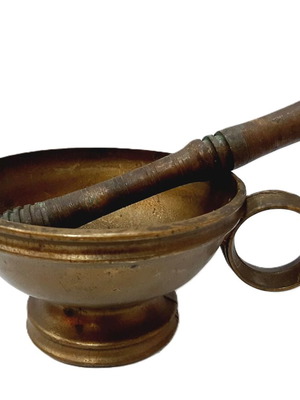 Antique bronze mortar and pestle used, late 19th century, pharmaceutical type