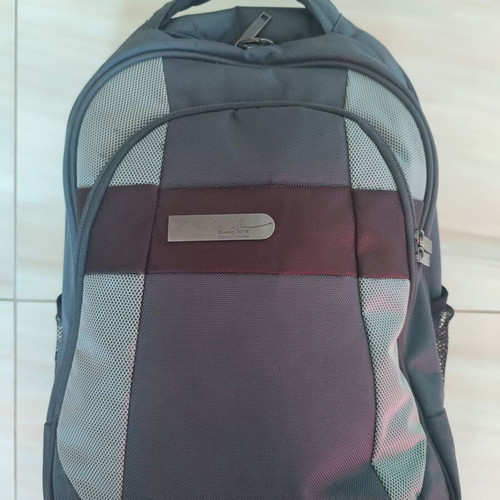 Collectible Boeing 747-8 Lufthansa backpack used, gray